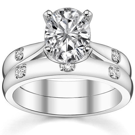Round Brilliant Moissanite Cathedral Engagement Ring Setting
