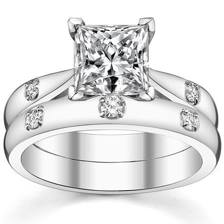 Round Brilliant Moissanite Cathedral Engagement Ring Setting