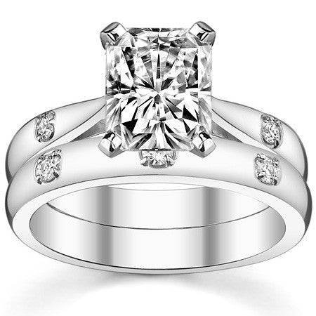 Round Brilliant Moissanite Cathedral Engagement Ring Setting