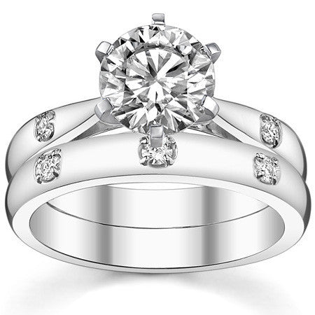 Round Brilliant Moissanite Cathedral Engagement Ring Setting
