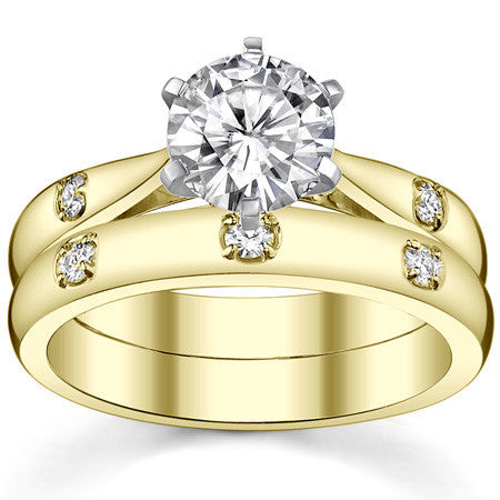 Round Brilliant Moissanite Cathedral Engagement Ring Setting