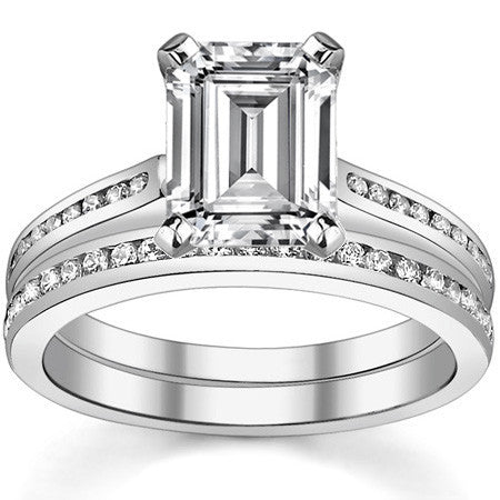 Round Brilliant Moissanite Channel Engagement Ring, 0.18ct