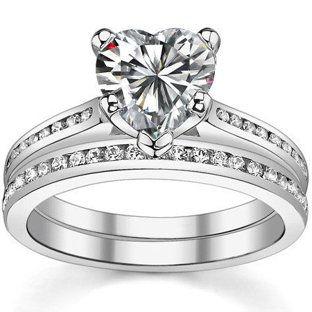 Round Brilliant Moissanite Channel Engagement Ring, 0.18ct