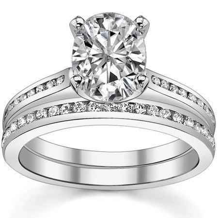Round Brilliant Moissanite Channel Engagement Ring, 0.18ct