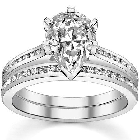 Round Brilliant Moissanite Channel Engagement Ring, 0.18ct