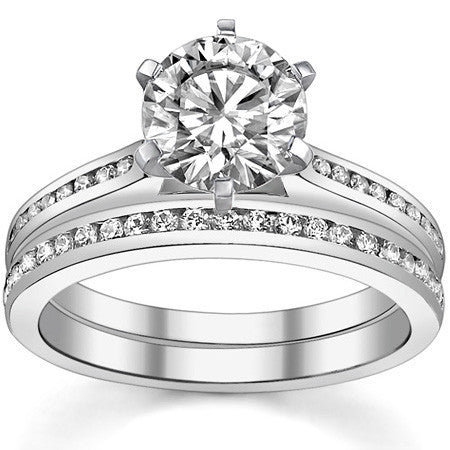 Round Brilliant Moissanite Channel Engagement Ring, 0.18ct