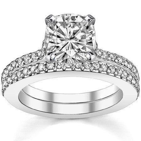 Round Brilliant Moissanite Cathedral Engagement Ring, 0.24ct
