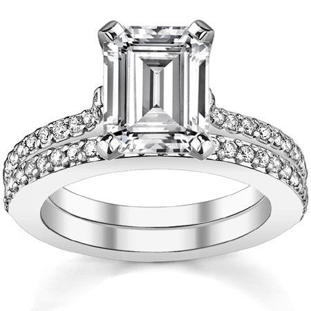 Round Brilliant Moissanite Cathedral Engagement Ring, 0.24ct