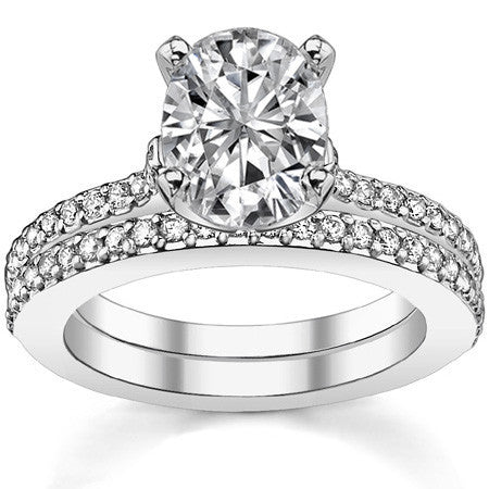 Round Brilliant Moissanite Cathedral Engagement Ring, 0.24ct