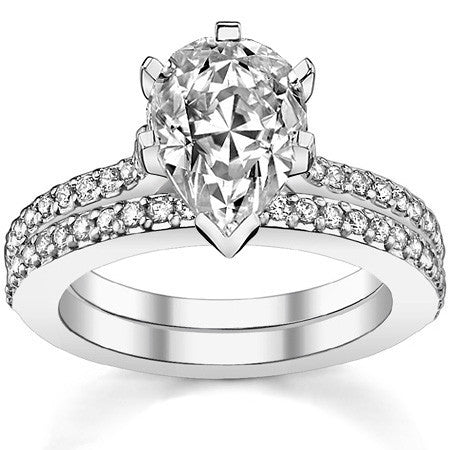 Round Brilliant Moissanite Cathedral Engagement Ring, 0.24ct