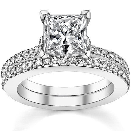 Round Brilliant Moissanite Cathedral Engagement Ring, 0.24ct
