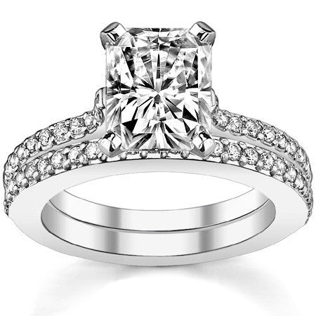 Round Brilliant Moissanite Cathedral Engagement Ring, 0.24ct