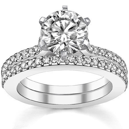 Round Brilliant Moissanite Cathedral Engagement Ring, 0.24ct