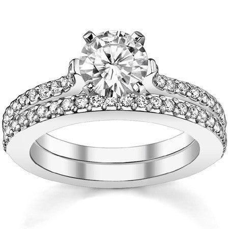 Round Brilliant Moissanite Cathedral Engagement Ring, 0.24ct