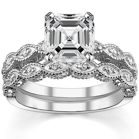 Round Brilliant Moissanite Antique Engagement Ring (0.08ct)