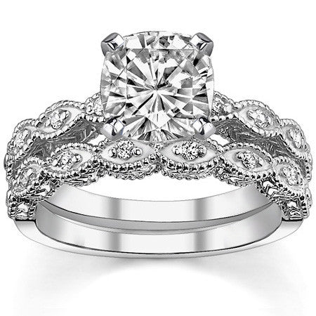 Round Brilliant Moissanite Antique Engagement Ring (0.08ct)