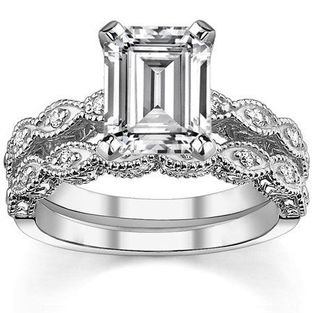 Round Brilliant Moissanite Antique Engagement Ring (0.08ct)