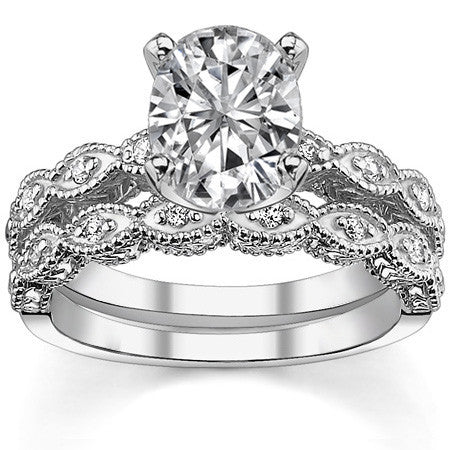 Round Brilliant Moissanite Antique Engagement Ring (0.08ct)