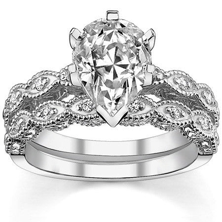 Round Brilliant Moissanite Antique Engagement Ring (0.08ct)