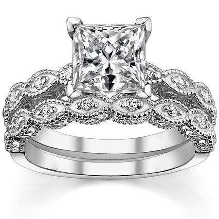 Round Brilliant Moissanite Antique Engagement Ring (0.08ct)