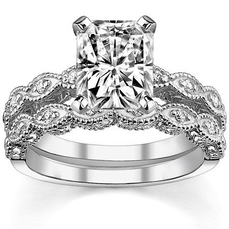Round Brilliant Moissanite Antique Engagement Ring (0.08ct)
