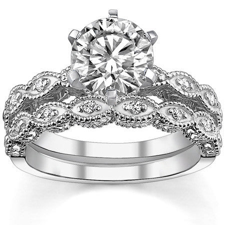 Round Brilliant Moissanite Antique Engagement Ring (0.08ct)