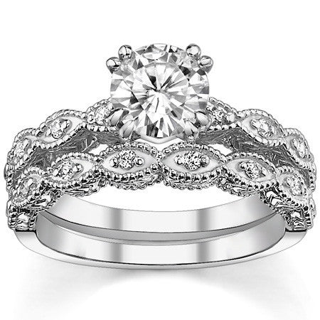 Round Brilliant Moissanite Antique Engagement Ring (0.08ct)