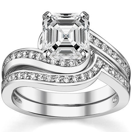 Round Brilliant Moissanite Bypass Engagement Ring, 0.24ct