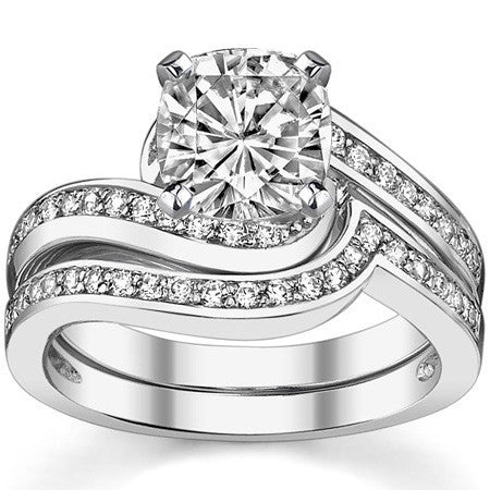 Round Brilliant Moissanite Bypass Engagement Ring, 0.24ct