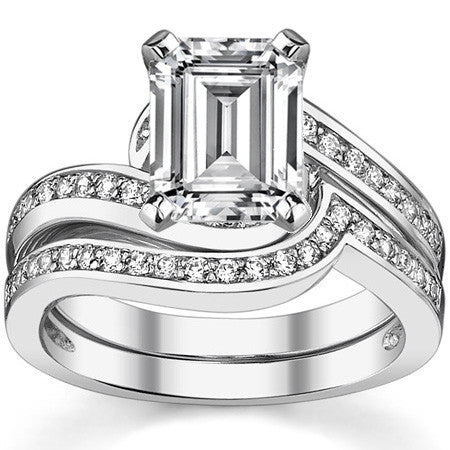 Round Brilliant Moissanite Bypass Engagement Ring, 0.24ct