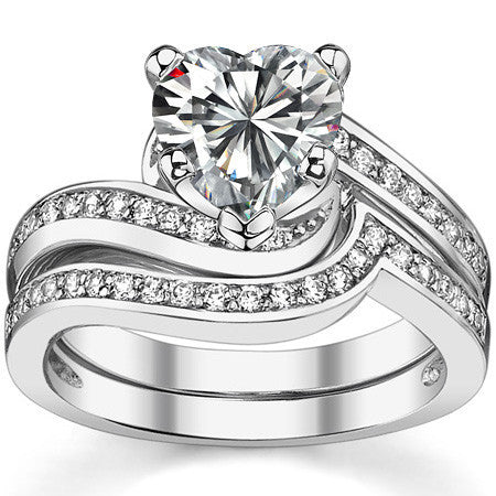 Round Brilliant Moissanite Bypass Engagement Ring, 0.24ct