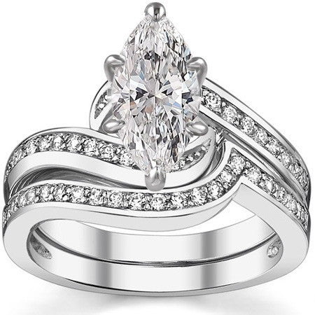 Round Brilliant Moissanite Bypass Engagement Ring, 0.24ct