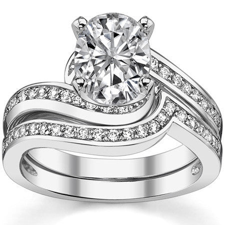 Round Brilliant Moissanite Bypass Engagement Ring, 0.24ct
