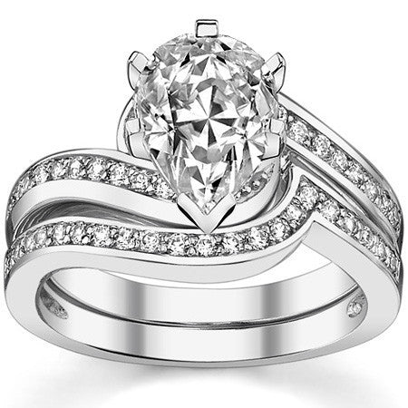 Round Brilliant Moissanite Bypass Engagement Ring, 0.24ct