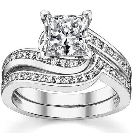 Round Brilliant Moissanite Bypass Engagement Ring, 0.24ct