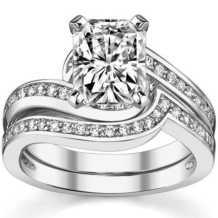 Round Brilliant Moissanite Bypass Engagement Ring, 0.24ct
