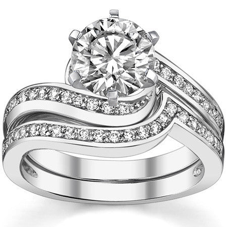 Round Brilliant Moissanite Bypass Engagement Ring, 0.24ct