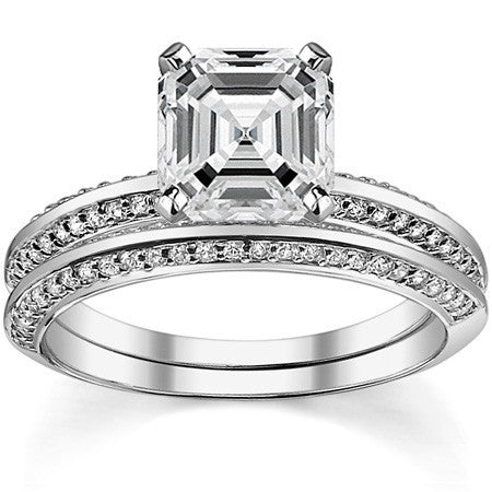 Moissanite & Diamond Knife Edge Engagement Ring (0.24ct)