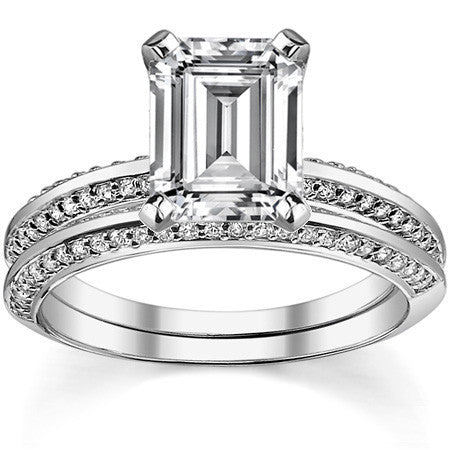 Moissanite & Diamond Knife Edge Engagement Ring (0.24ct)