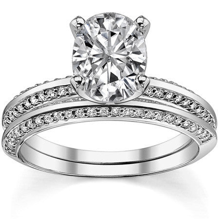 Moissanite & Diamond Knife Edge Engagement Ring (0.24ct)