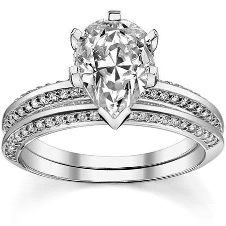 Moissanite & Diamond Knife Edge Engagement Ring (0.24ct)