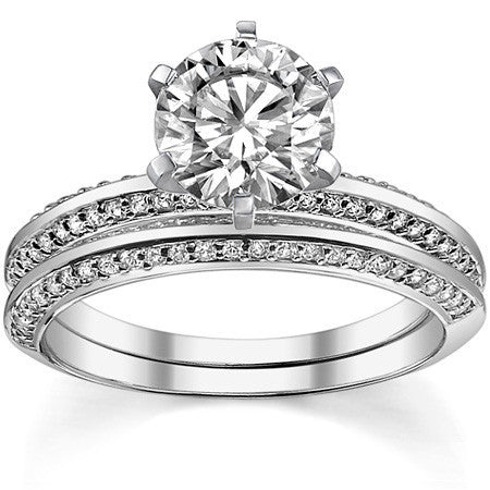 Moissanite & Diamond Knife Edge Engagement Ring (0.24ct)
