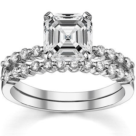 Moissanite Shared Prong Engagement Ring, 0.20ct