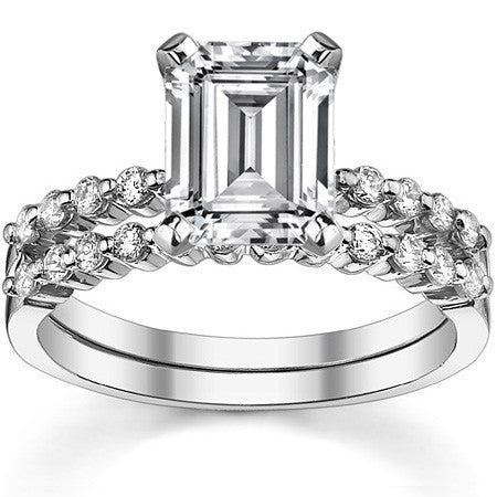 Moissanite Shared Prong Engagement Ring, 0.20ct