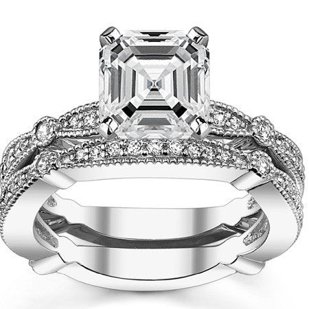 Moissanite Milgrain Engagement Ring, 0.26ct