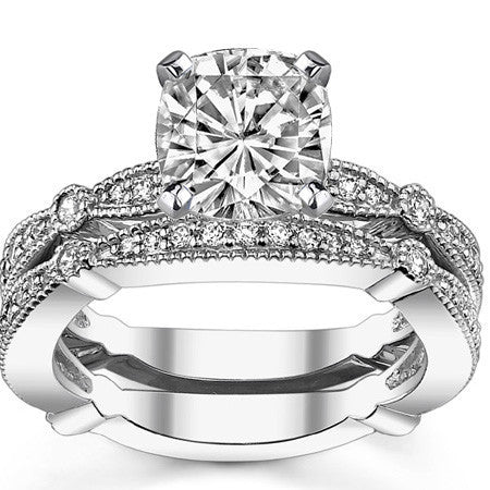 Moissanite Milgrain Engagement Ring, 0.26ct