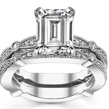 Moissanite Milgrain Engagement Ring, 0.26ct