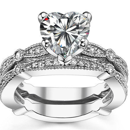 Moissanite Milgrain Engagement Ring, 0.26ct