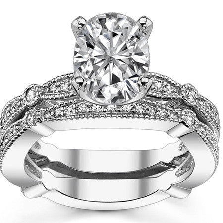 Moissanite Milgrain Engagement Ring, 0.26ct