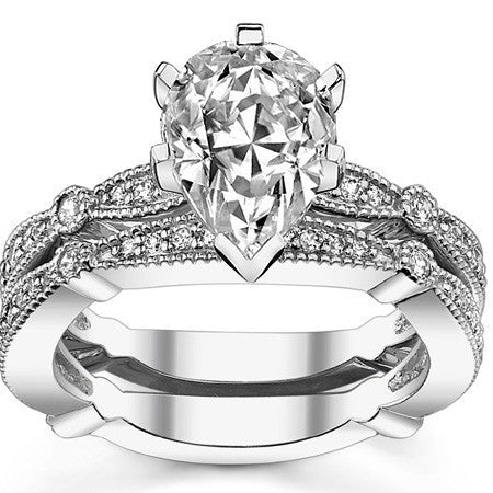 Moissanite Milgrain Engagement Ring, 0.26ct